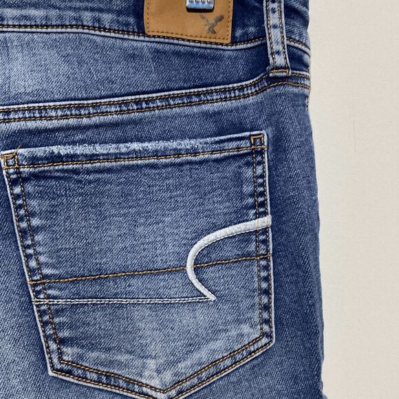 American Eagle Outfitters Women's Blue Whiskering Super Stretch Jegging Size 10 - Picture 6 of 9
